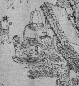 A handyman fixing a wheel and axles