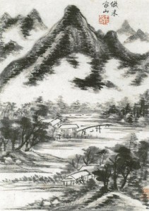 A landscape painting by Wang Shi-min (王時敏) after Mi style (米家法)