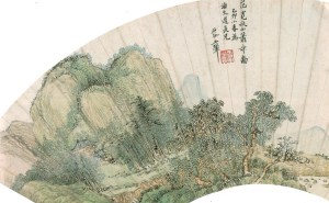 Painting of Wang Hui (王翬) (1632 - 1717）on sized rice paper shows detailed and delicate work