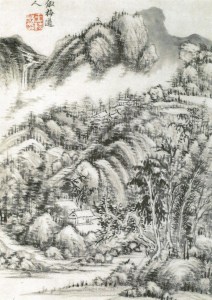 a landscape painting by Wang Shi-min (王時敏) 