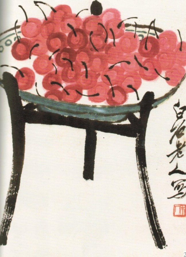 Qi Baishi 齊白石 (1864 – 1957), Cherries on a Plate, ink and watercolour on paper