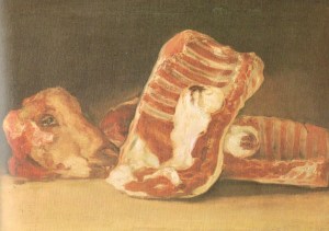 Francisco José de Goya (1746 – 1828), Still life with Sheep's Head, oil on canvas, 45 x 62 cm, the Louvre