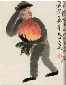 Qi Baishi (齊白石) (1864 – 1957) Monkey and the Peach (桃猴圖)