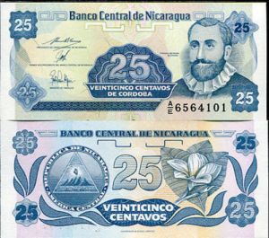 NICARAGUA-25-CENTAVOS-1991-UNCIRCULATED-P170-BANKNOTE